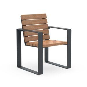 Parkbank CUBIC aus Flachstahl, Sitzfläche aus Holz, verzinkt und farbbeschichtet, 1-Sitzer