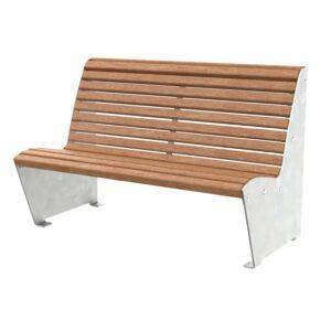 Parkbank ErgoSeat, Gestell aus Stahl, verzinkt, Sitzfläche aus Holz, 3-Sitzer