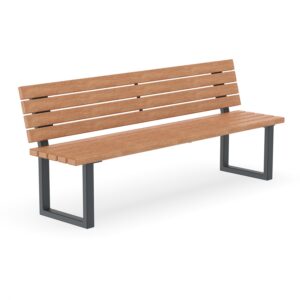Parkbank FLEXI, Gestell aus Vierkantrohr, Sitzfläche und Rückenlehne aus Holz, verzinkt und pulverbeschichtet, 4-Sitzer