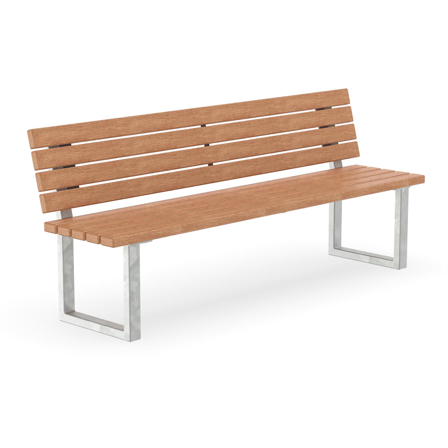 Parkbank FLEXI, Gestell aus Vierkantrohr, Sitzfläche und Rückenlehne aus Holz, verzinkt, 4-Sitzer