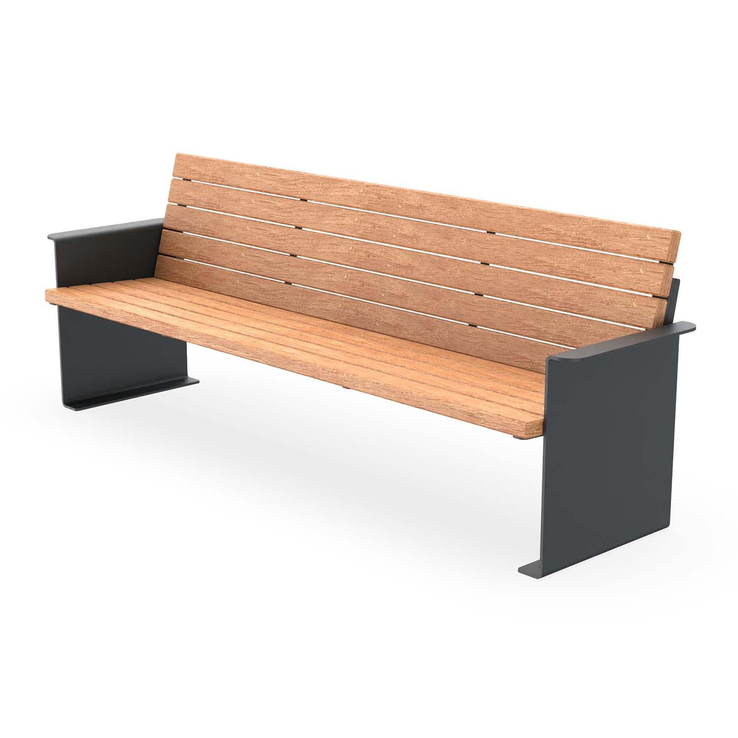 Parkbank NIZZA, Flachstahl, Sitzfläche und Rückenlehne aus Holz, verzinkt und farbbeschichtet, 4-Sitzer