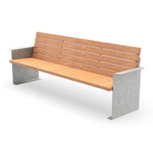 Parkbank NIZZA, Flachstahl, Sitzfläche und Rückenlehne aus Holz, verzinkt, 4-Sitzer