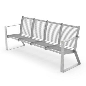 Seniorenbank CERANA, Flachstahl, Holz, verzinkt, 4-Sitzer, mit Armlehnen Parkbank CERANA Produktbild Parkbank PRAG, Gestell aus Flachstahl, Sitzfläche und Rückenlehne aus Stahlrohr, verzinkt, 4-Sitzer