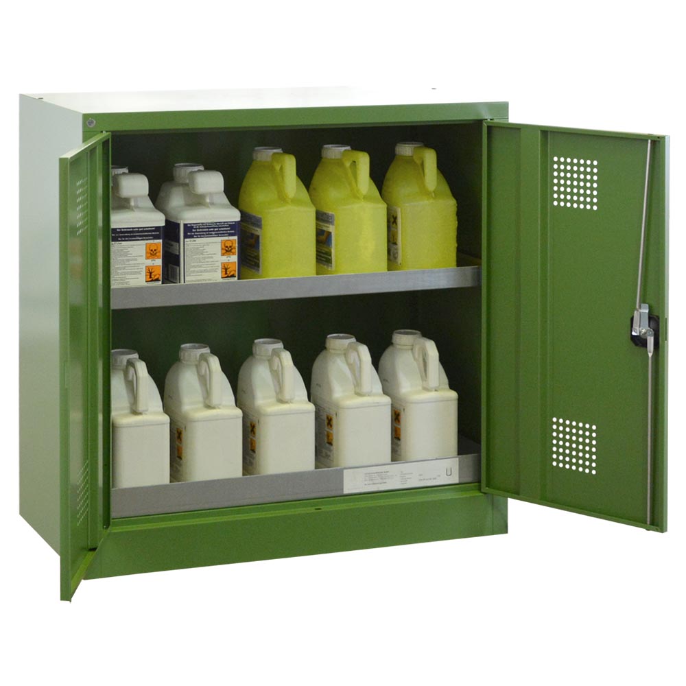 Pflanzenschutzmittel-Schrank mit Bodenwanne aus Stahl 20 l, 3 Wannenböden à 20 l, 950x500x1000mm