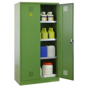 Pflanzenschutzmittel-Schrank mit Bodenwanne aus Stahl 20 l, 3 Wannenböden à 20 l, 950x500x1950mm