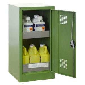 Pflanzenschutzmittel-Schrank mit Auffangwanne aus Stahl 20 l ohne Lochblech, Regalwanne 20 l, 500 x 500 x 1000 mm