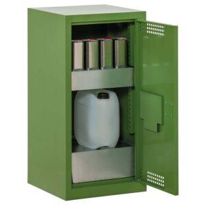 Pflanzenschutzmittel-Schrank mit Auffangwanne aus Stahl 30 l mit Lochblech, Regalwanne 20 l, 500 x 500 x 1000 mm