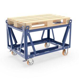 Kleingebinderegal, Grund- und Anbaueinheit, 2 x 4 Gitterrostebenen, Bodenwanne aus Stahl, verzinkt, 82 l Kleingebinderegale Produktbild Palettenfahrgestell HEAVY DUTY aus Stahl, für Euro-Paletten, 1270 x 870 x 860 mm, Traglast 1000 kg