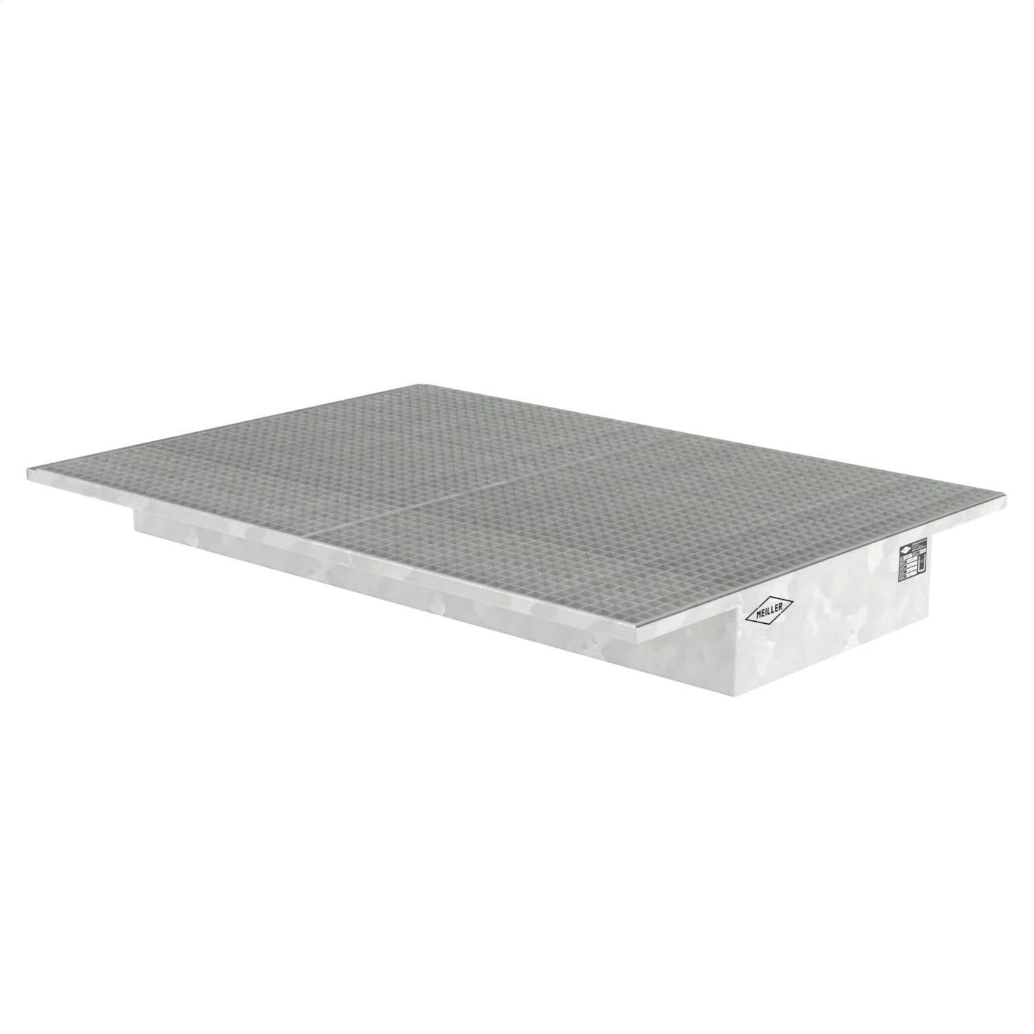 Regalwanne aus Stahl mit Gitterrost für Fachbreite 1800 mm, Tiefe innen 690 mm