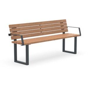 Seniorenbank FLEXI, aus Stahl und Holz, verzinkt und farbbeschichtet, 4-Sitzer, mit Armlehnen