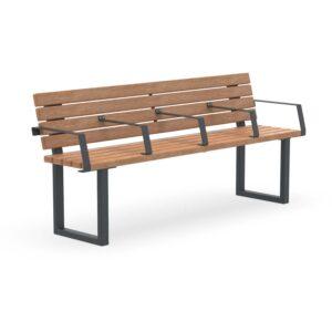 Seniorenbank FLEXI, aus Stahl und Holz, verzinkt und farbbeschichtet, 4-Sitzer, mit Armlehnen für jeden Sitzplatz