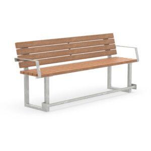 Seniorenbank CUBIC, Flachstahl, Holz, verzinkt, 4-Sitzer, mit Armlehnen und Fußauflage Parkbank CUBIC Produktbild Seniorenbank FLEXI, aus Stahl und Holz, verzinkt, 4-Sitzer, mit Armlehnen und Fußauflage