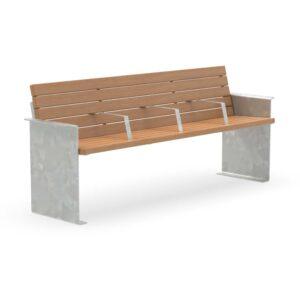 Seniorenbank CERANA, Flachstahl, Holz, verzinkt, 4-Sitzer, mit Armlehnen Parkbank CERANA Produktbild Seniorenbank NIZZA, aus Stahl und Holz, verzinkt, 4-Sitzer, mit Armlehnen für jeden Sitzplatz