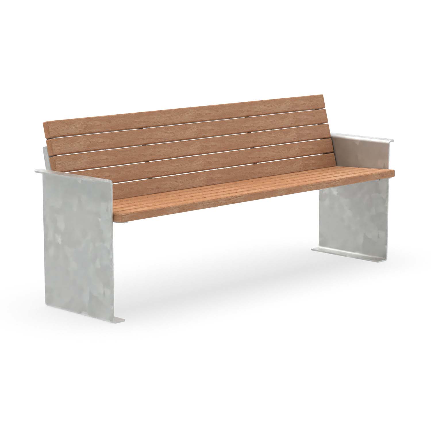 Seniorenbank NIZZA, aus Stahl und Holz, verzinkt, 4-Sitzer, mit Armlehnen