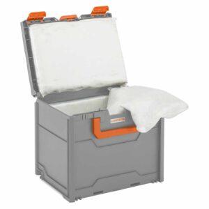 Lithium-Akku-Brandschutzbox SBS/3, 3 Spezialkissen, 400 x 300 x 340 mm