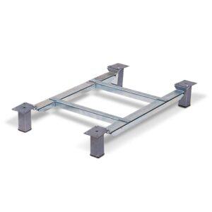 Streugutbehälter aus PE mit Entnahmeöffnung, Volumen 400 l Streugutbehälter Produktbild Sockelfüße mit Rahmen für Streugutbehälter aus PE (400 l)