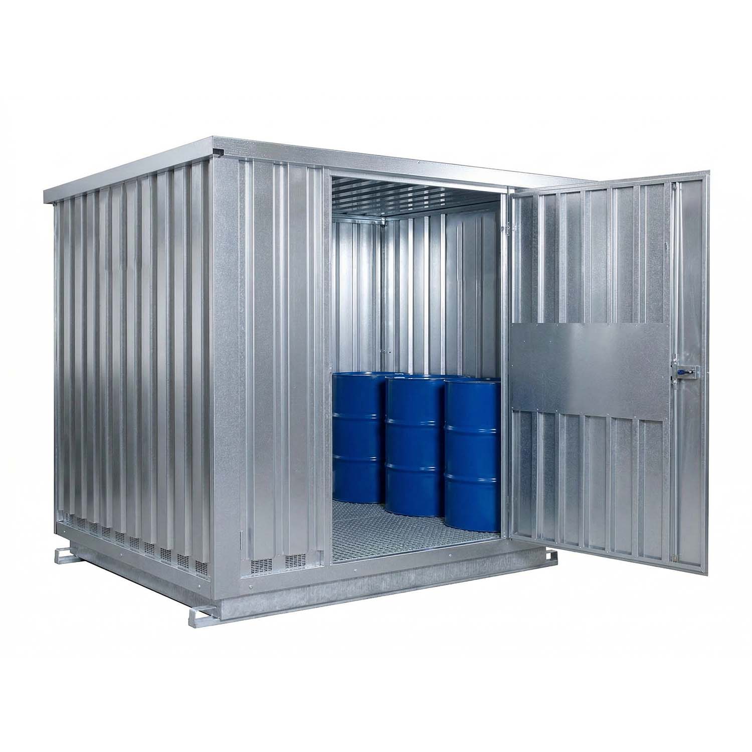 Gefahrstoffcontainer SMCE21, Auffangvolumen 630 l, natürlich belüftet, begehbar, 2350x1950x2410mm
