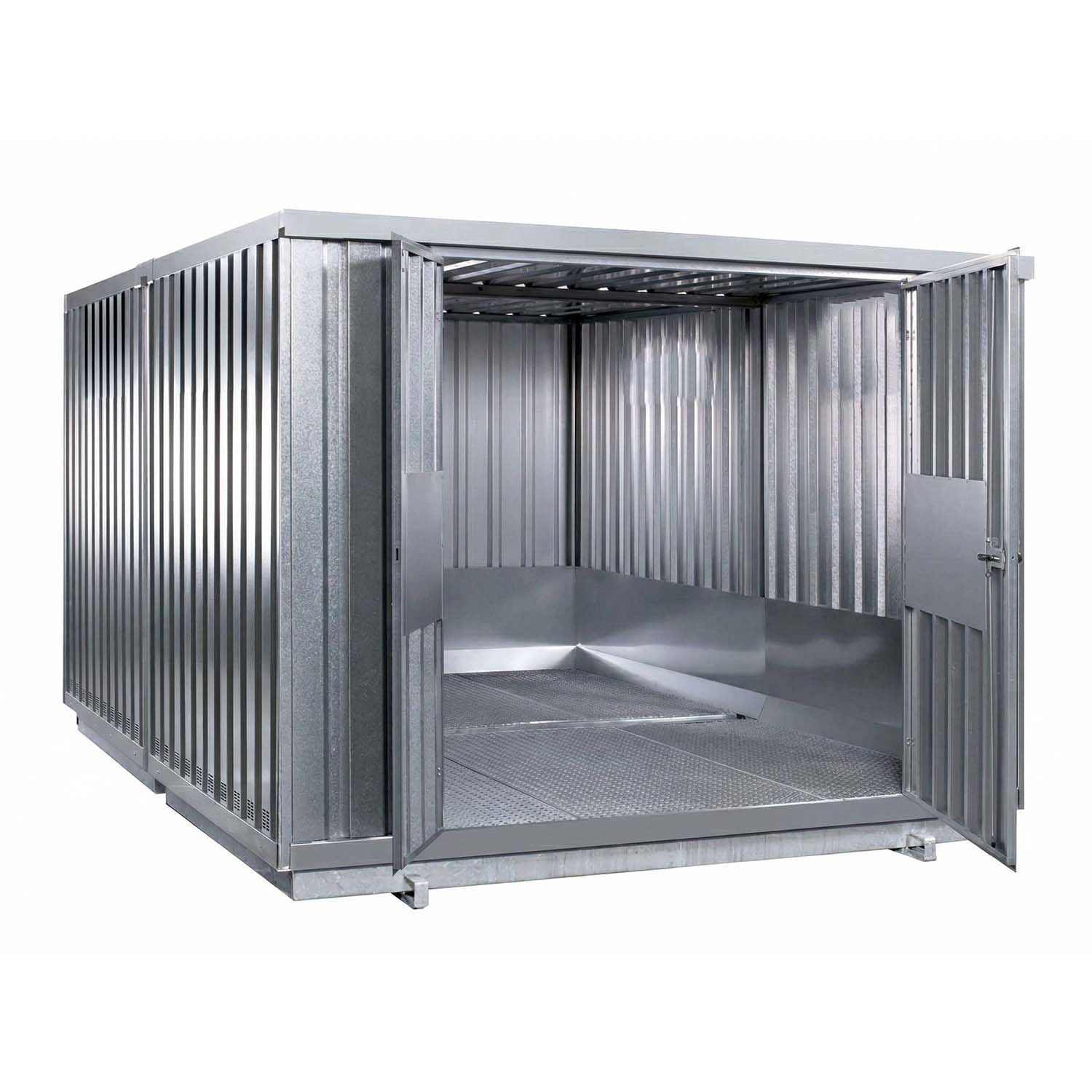 SMCE32-V_FF Gefahrstoffcontainer SMCE32, Auffangvolumen 2 x 1000 l, natürlich belüftet, begehbar, 2985x4710x2410mm _web