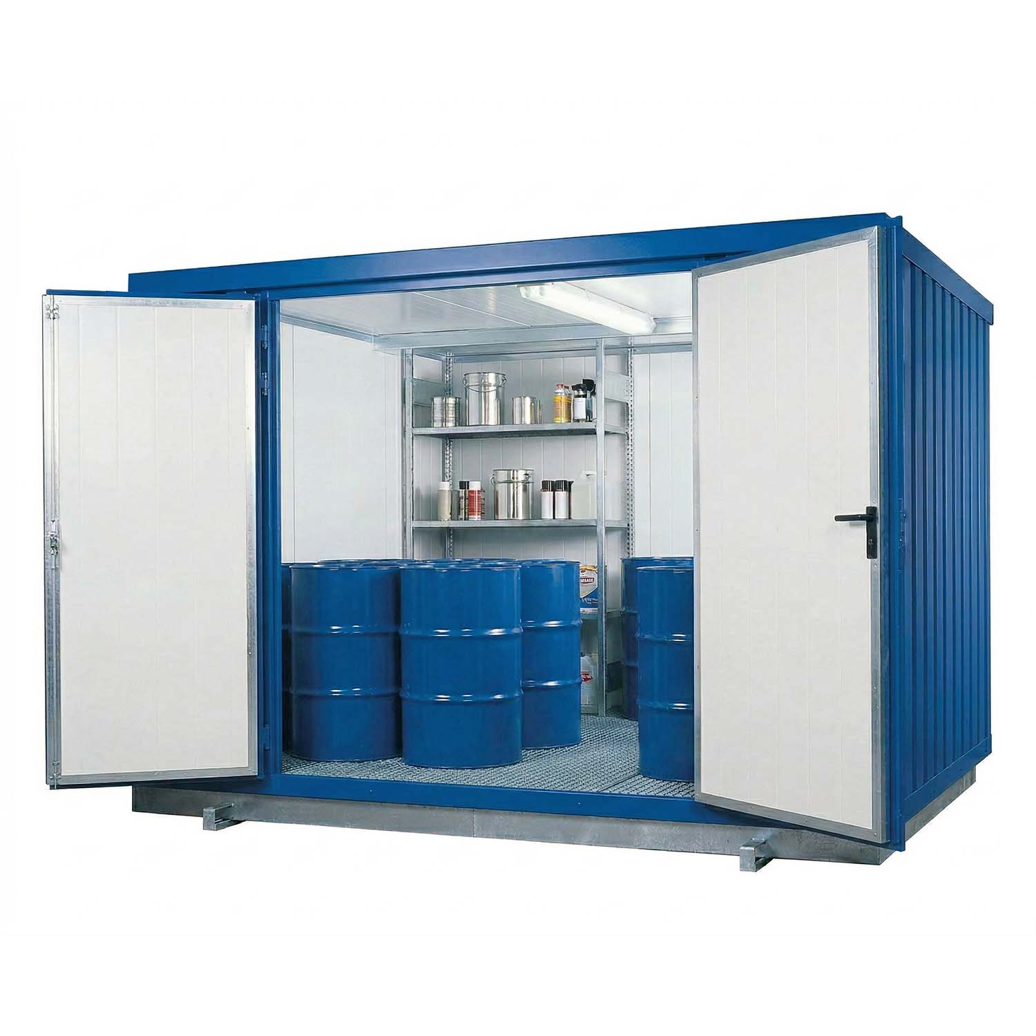 Thermo-Gefahrstoffcontainer SMCI31 aus Stahl, Auffangvolumen 1000 l, isoliert, begehbar, 2985x2350x2450mm