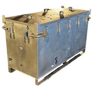 Prüfstandsbehälter 1000 aus Edelstahl für Lithium-Akkus, ohne Füllmaterial