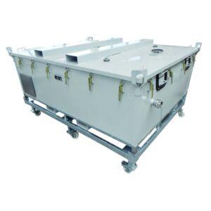 Prüfstandsbehälter 4200 aus Stahl, verzinkt, für Lithium-Akkus, ohne Füllmaterial, mit Rollrahmen