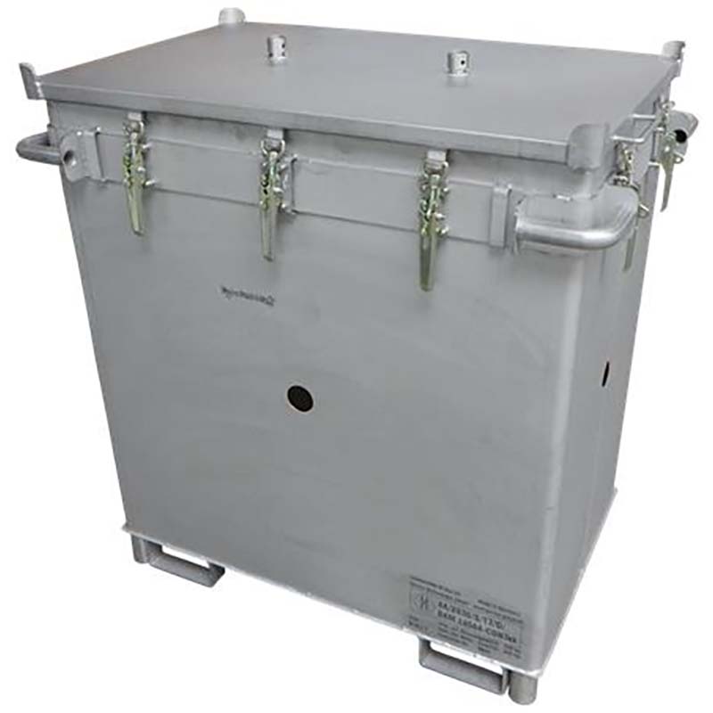 Prüfstandsbehälter 800 aus Edelstahl für Lithium-Akkus, ohne Füllmaterial