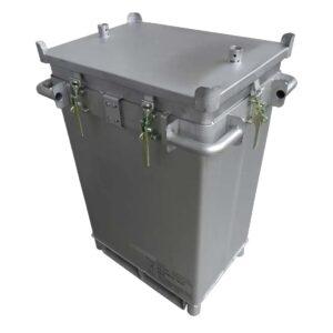 Transportbehälter S-Box X2 aus Edelstahl für Lithium-Ionen-Batterien, VG I, mit 6 x PyroBubbles®-Säcke