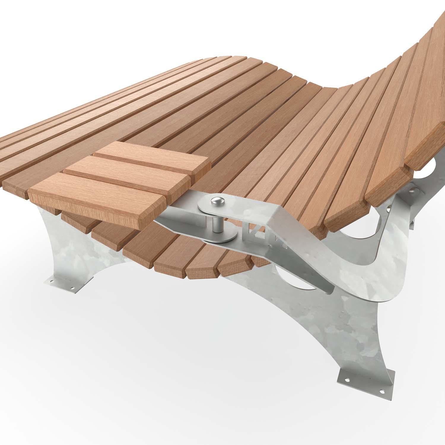 Seitentisch für Waldsofa, aus Stahl, verzinkt, mit Holzauflagen, schwenkbar