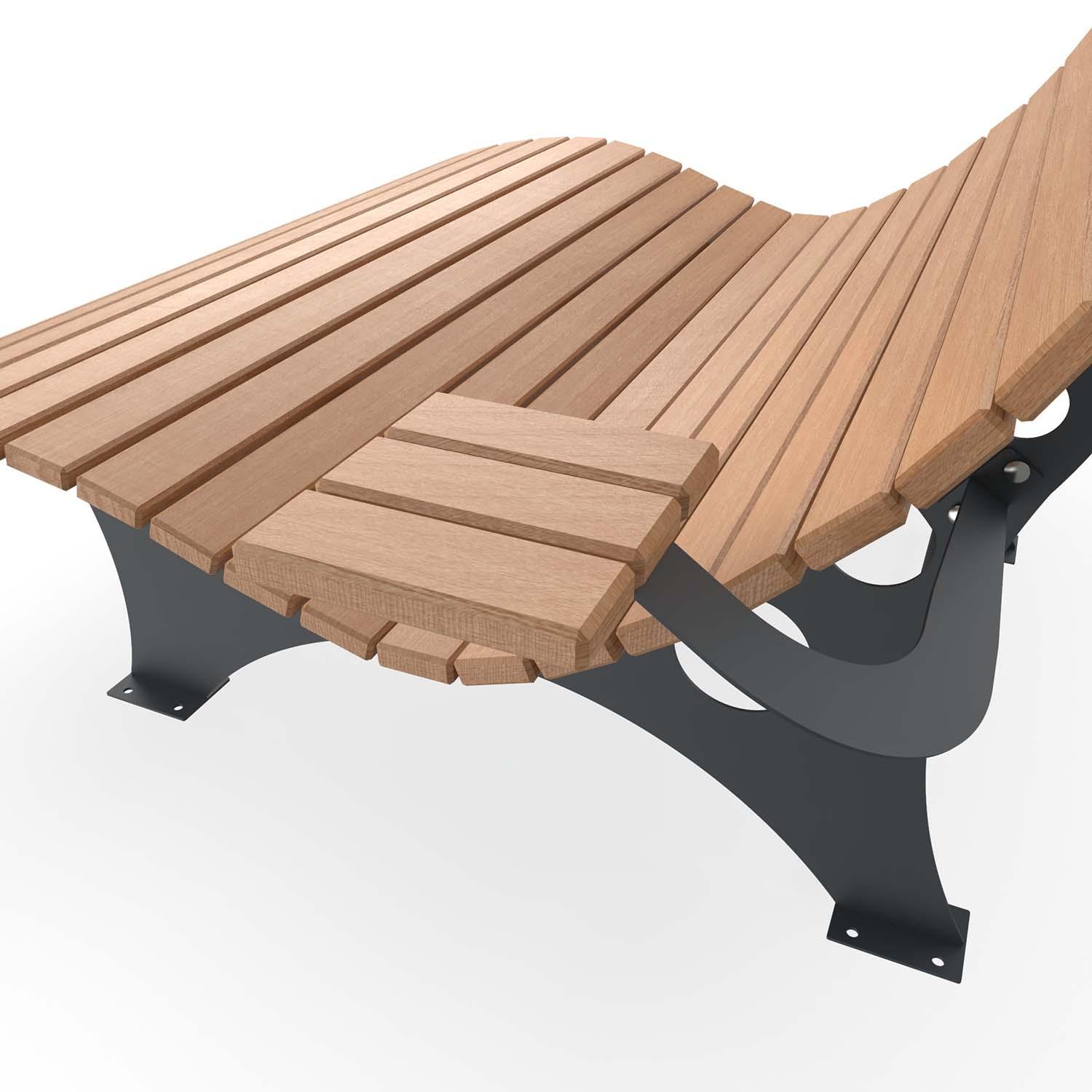 Seitentisch für Waldsofa, aus Stahl, verzinkt und pulverbeschichtet, mit Holzauflagen aus Lärche, starr