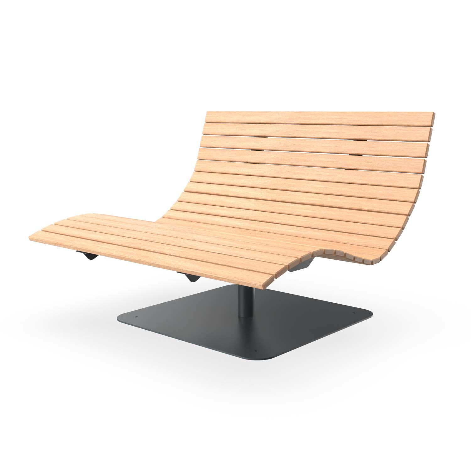 Waldsofa aus Stahl, verzinkt und farbbeschichtet, mit Holzauflagen aus Lärche, Breite 1500 mm, stufenlos drehbar