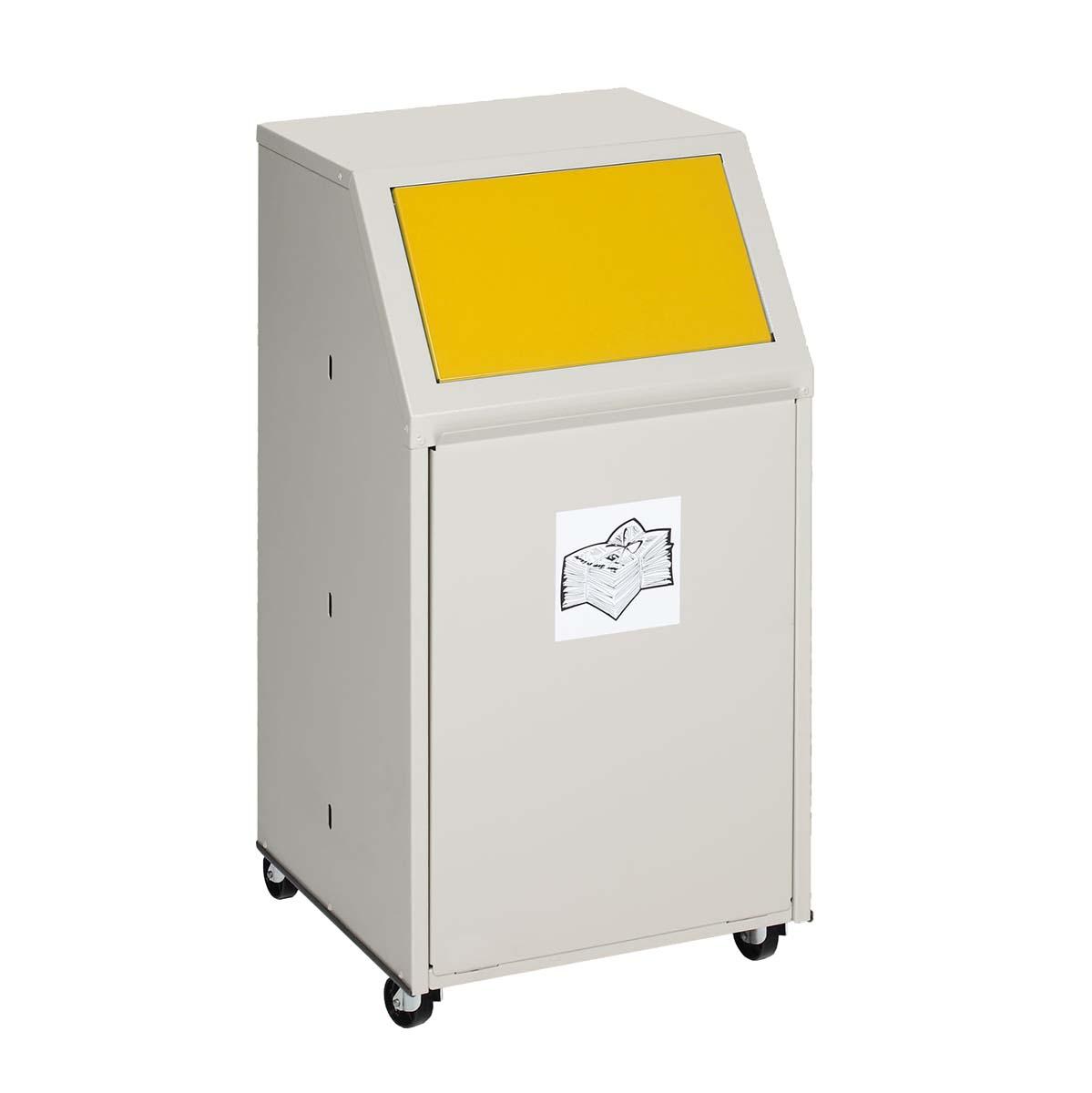 Wertstoffsammelbehälter aus Stahl, Volumen 39 l, GS-geprüft, fahrbar