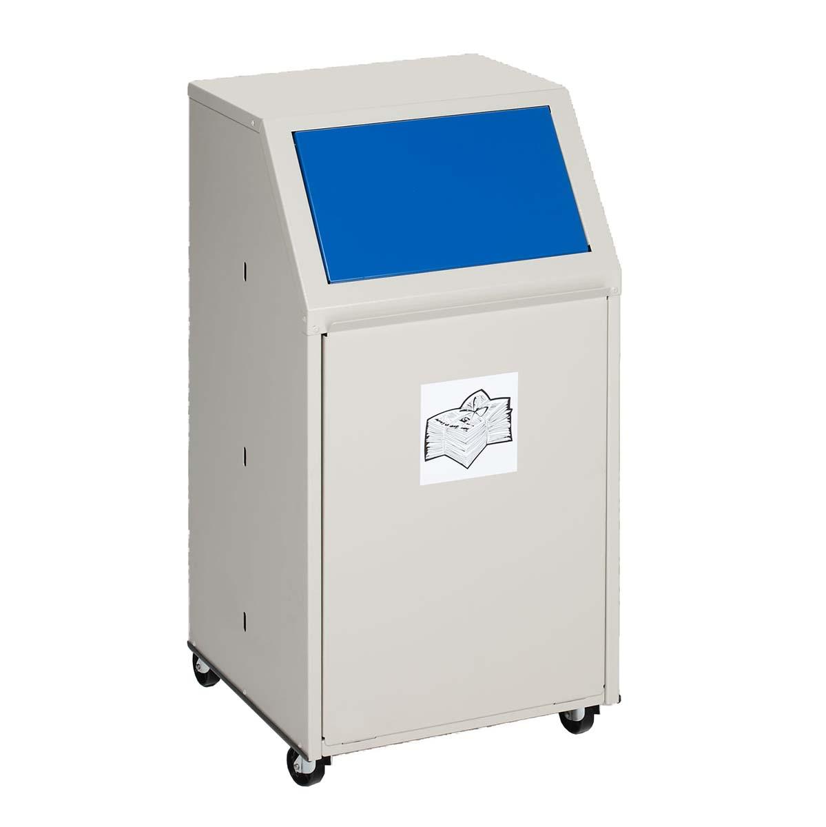 Wertstoffsammelbehälter aus Stahl, Volumen 39 l, GS-geprüft, fahrbar