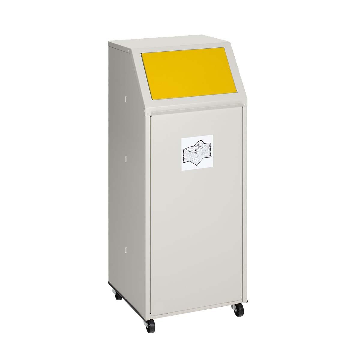 Wertstoffsammelbehälter aus Stahl, Volumen 69 l, GS-geprüft, fahrbar