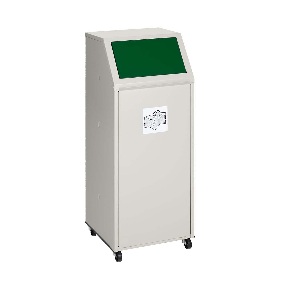 Wertstoffsammelbehälter aus Stahl, Volumen 69 l, GS-geprüft, fahrbar