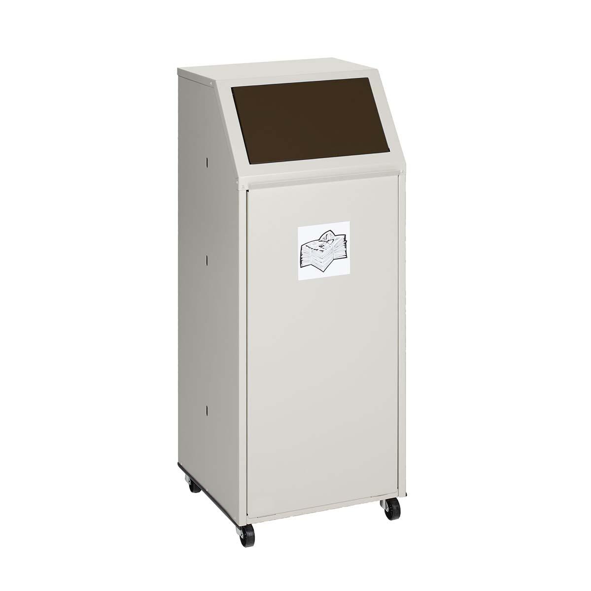 Wertstoffsammelbehälter aus Stahl, Volumen 69 l, GS-geprüft, fahrbar