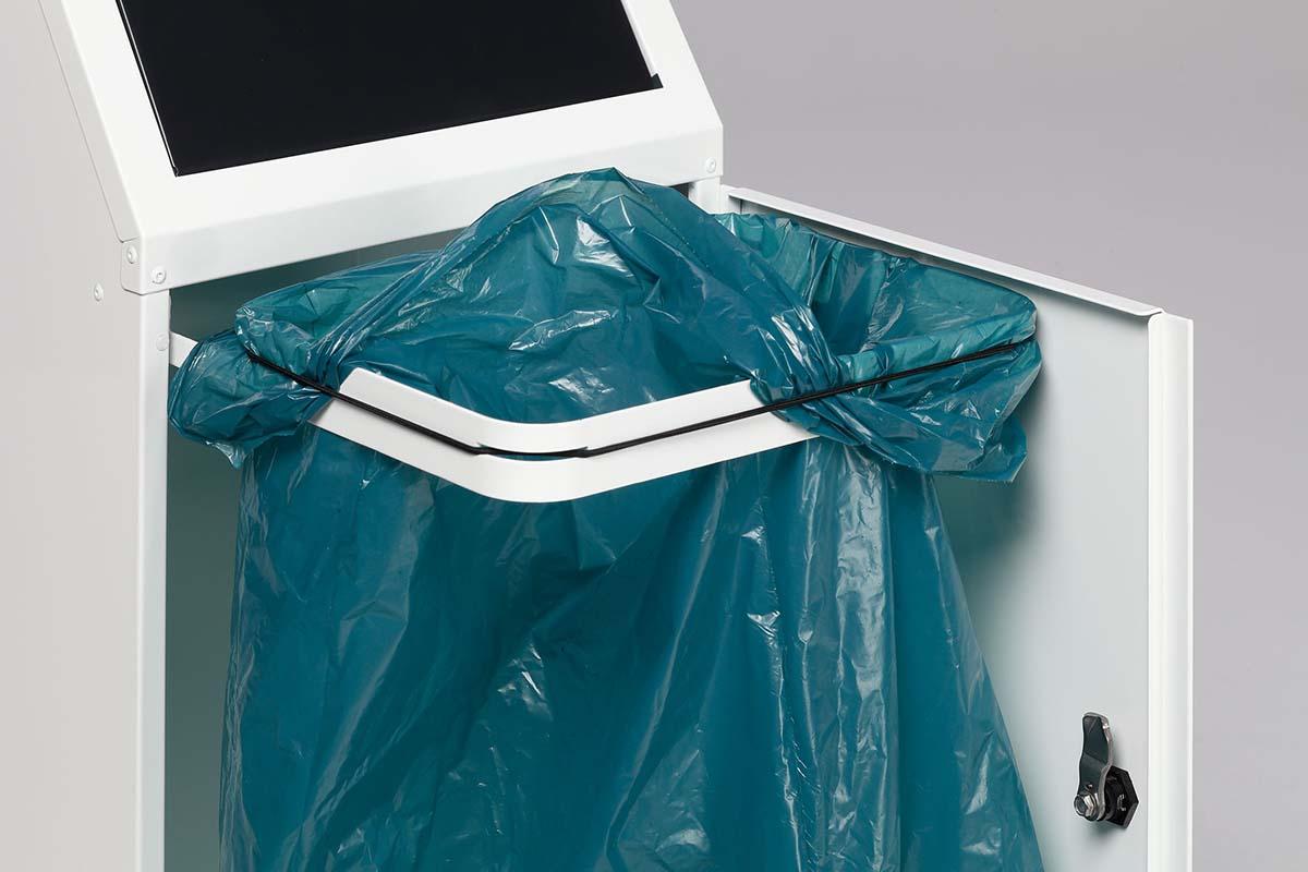 Wertstoffsammelbehälter aus Stahl, Volumen 90 l, GS-geprüft, mit Fronttür und Klemmring