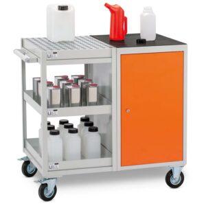 Seniorenbank CERANA, Flachstahl, Holz, verzinkt und farbbeschichtet, 4-Sitzer, mit Armlehnen Parkbank CERANA Produktbild Werkstattwagen mit 2 Auffangwannen aus Stahl à 10 l, 990 x 610 x 920 mm, mit Schrank und Antirutschmatte