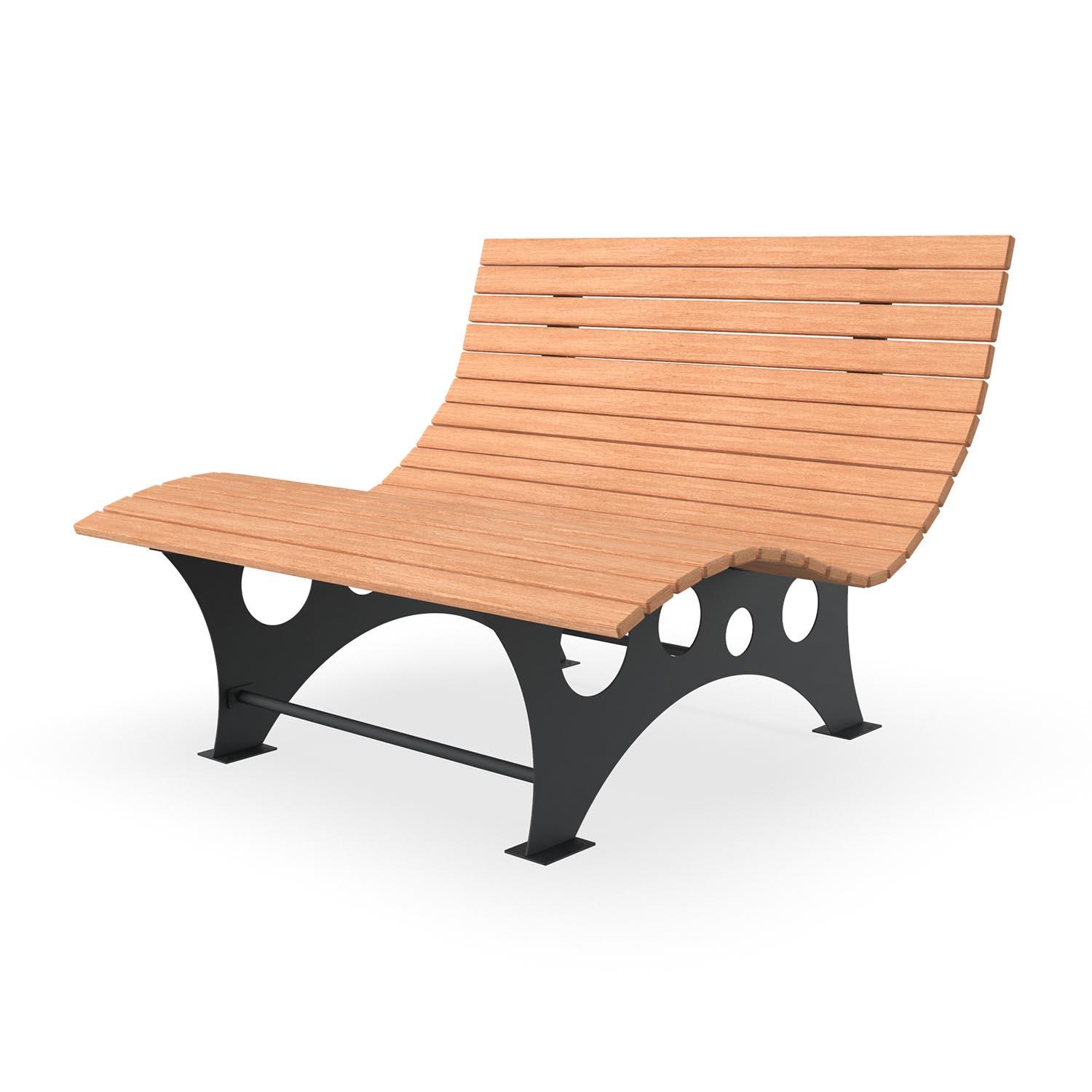 Waldsofa aus Metall mit Holzauflagen, Breite 1500 mm, duplexbeschichtet