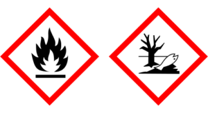 Gefahrenkennzeichnung H224 - H226 und WGK 1 - 3 für Auffangwannen und Gefahrstofflager aus Stahl gemäß StawaR