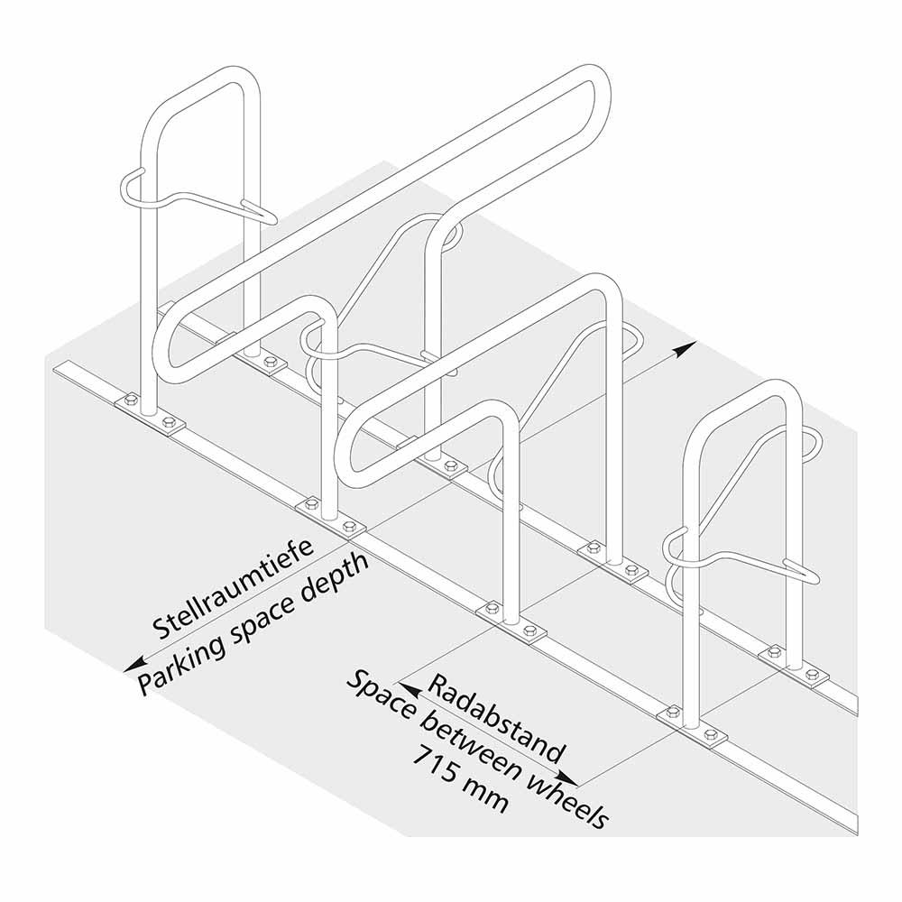 Fahrradanlehnbügel Anlehnparker strap für einseitige oder doppelseitige Radeinstellung Fahrradanlehnbügel Produktbild Fahrradparker Fahrradanlehnbügel Anlehnparker strap für einseitige oder doppelseitige Radeinstellung